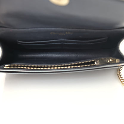 Christian Dior Metallic Patent Micro-Cannage Diorama Wallet on Chain Pouch Silver 4 of 10