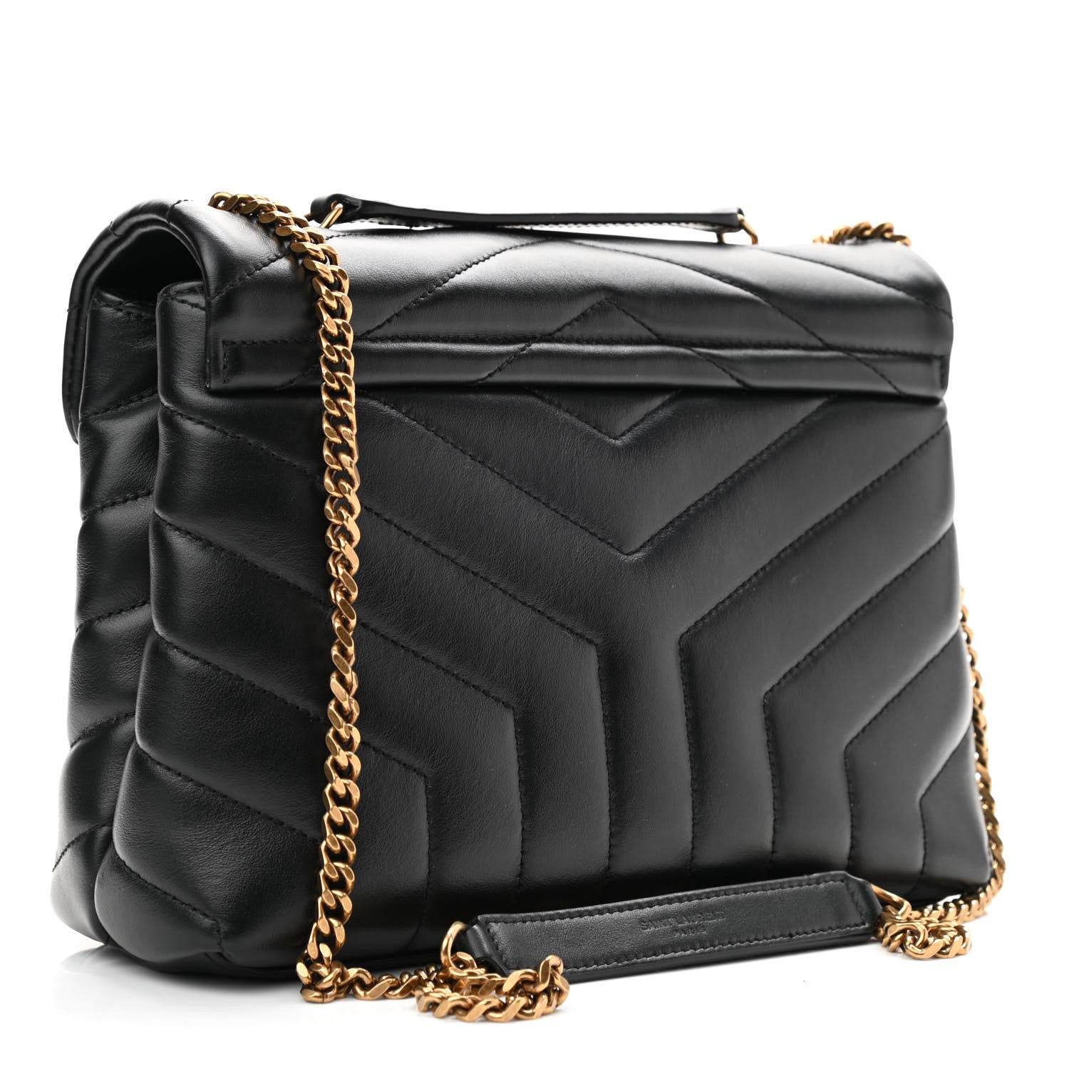 Saint Laurent Calfskin Y Quilted Monogram Small Loulou Chain Satchel Black 3 of 12