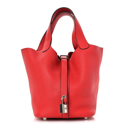 Hermes Taurillon Clemence Picotin Lock 18 PM Rouge Tomate 1 of 11