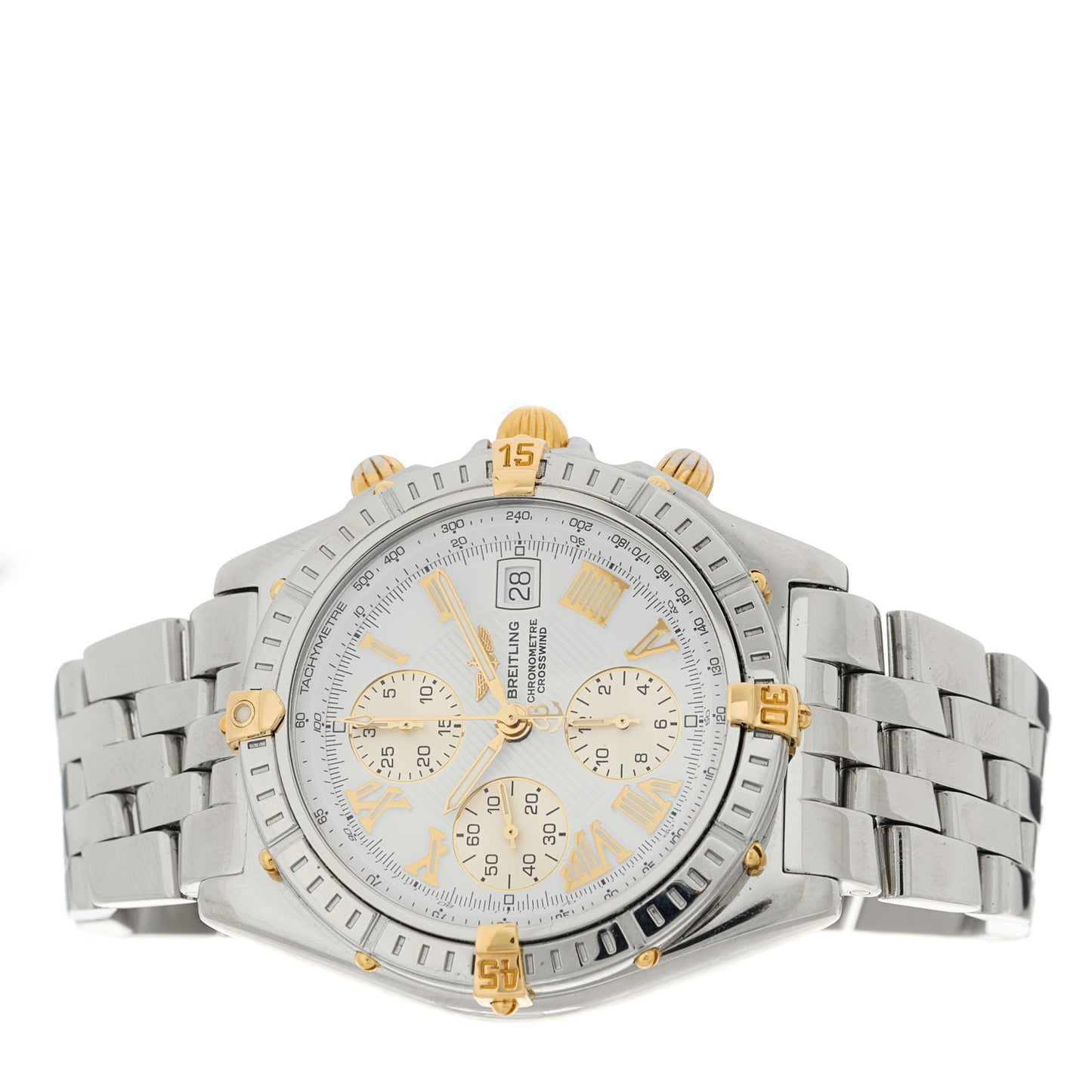 Stainless Steel 18K Yellow Gold 43mm Crosswind Chronograph Automatic Watch B13355
