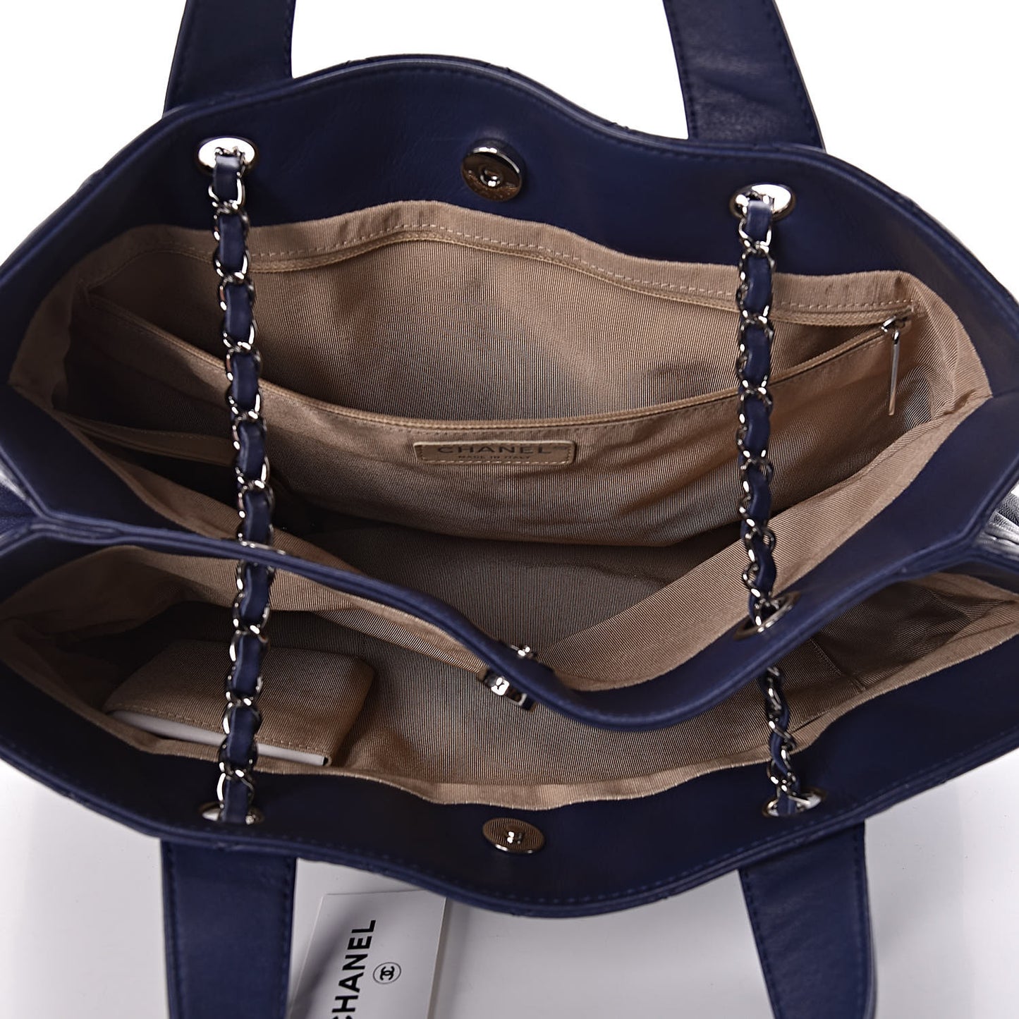 Calfskin Large Trianon Tote Navy Blue