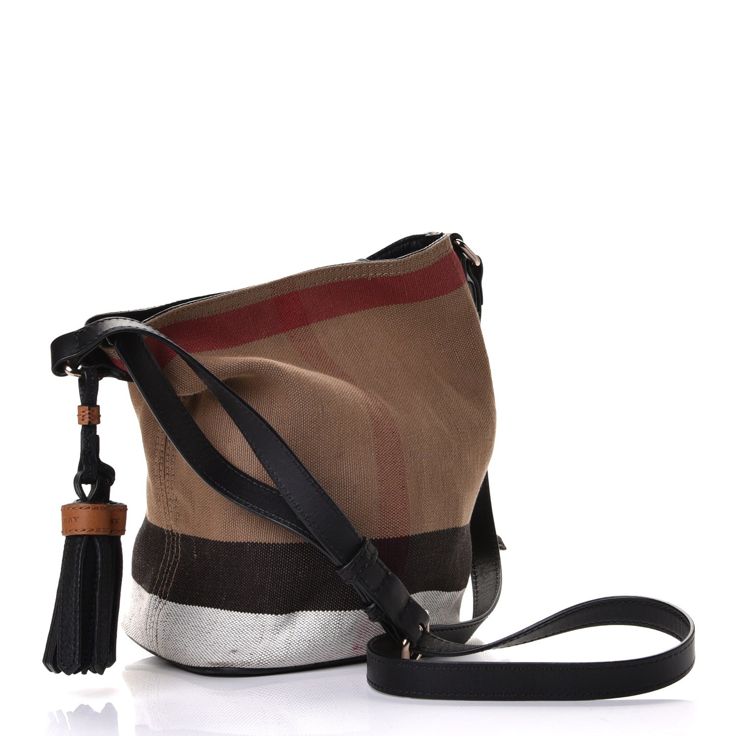 Burberry Canvas Mega Check Mini Ashby Tassel Crossbody Black 2 of 5