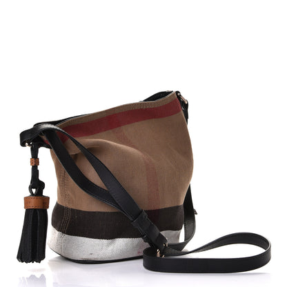 Burberry Canvas Mega Check Mini Ashby Tassel Crossbody Black 2 of 5