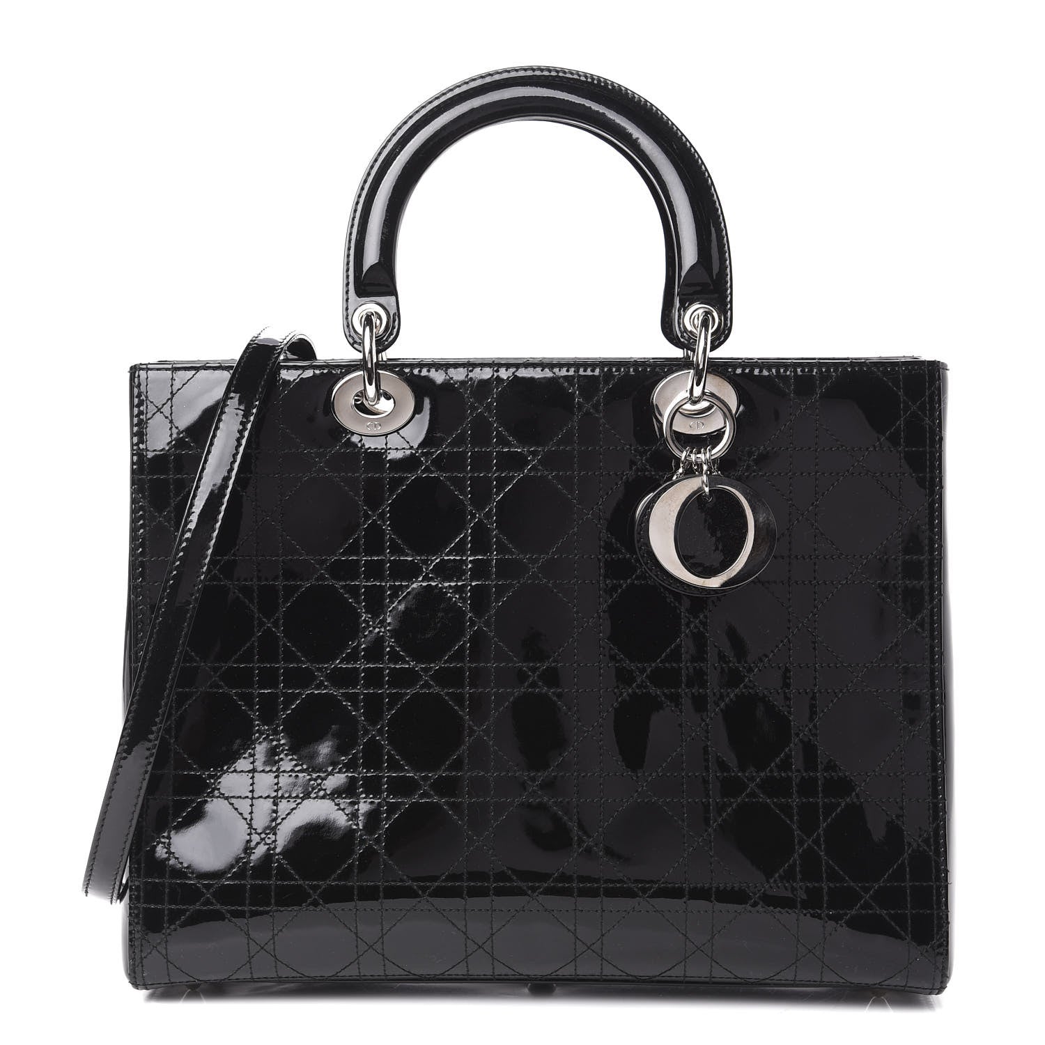 Christian Dior Patent Cannage Stitched Large Lady Dior Black 1 of 15