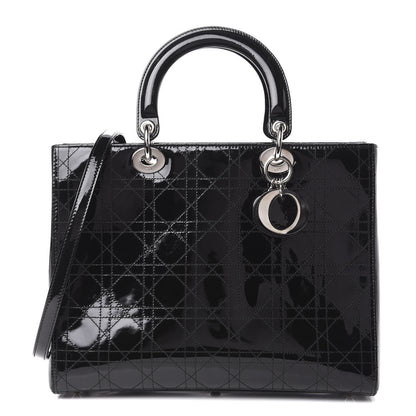Christian Dior Patent Cannage Stitched Large Lady Dior Black 1 of 15