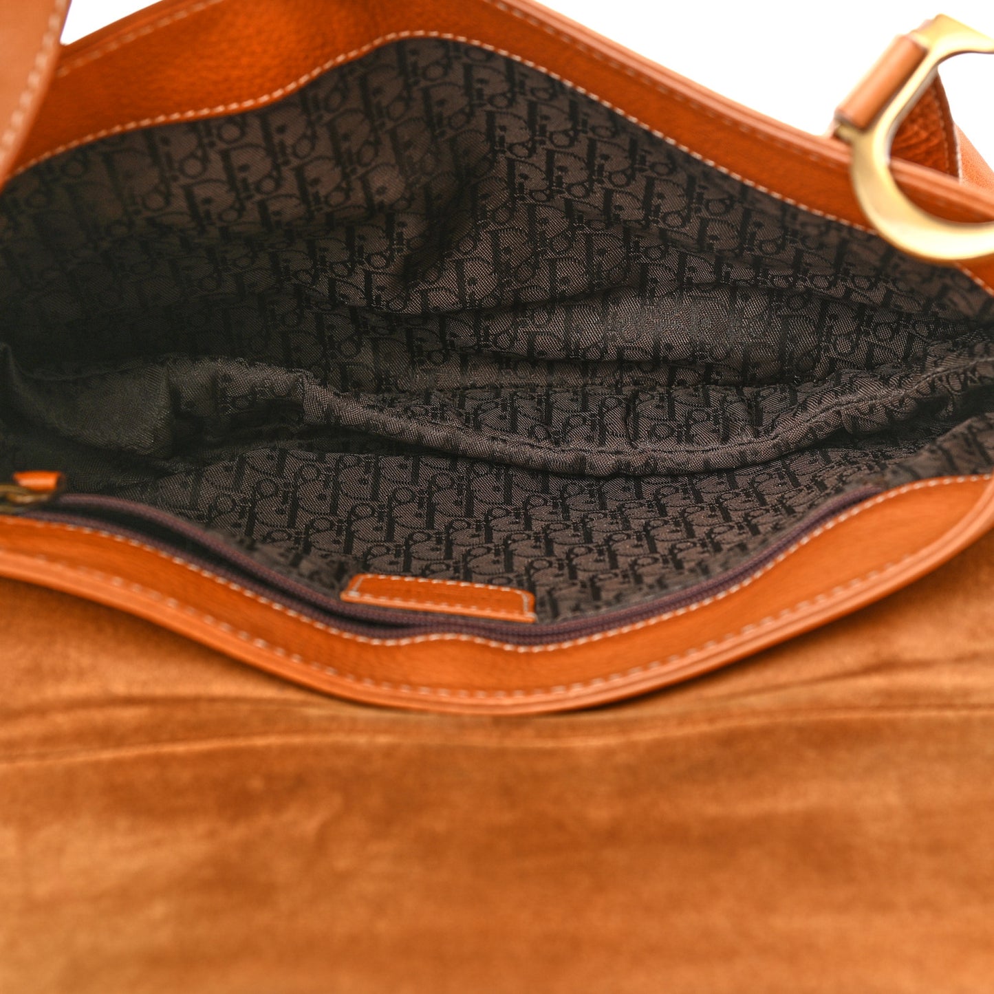 Grained Calfskin Saddle Pouch Brown
