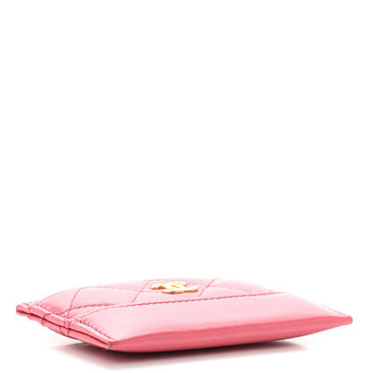 Chanel Aged Calfskin Quilted Gabrielle Card Holder Wallet Dark Pink 4 of 9