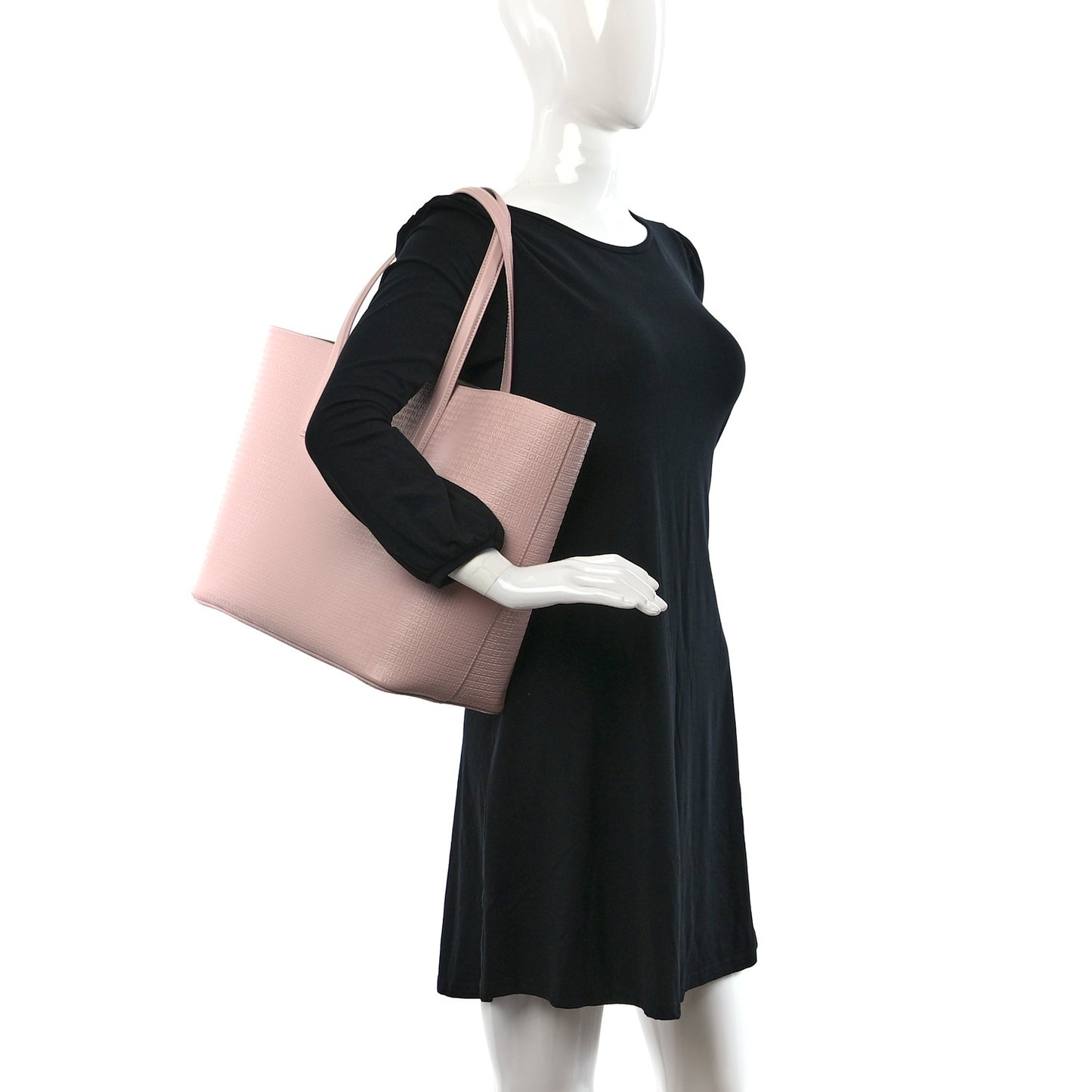 Calfskin Logo Embossed Wing Shopper Tote Blush Pink