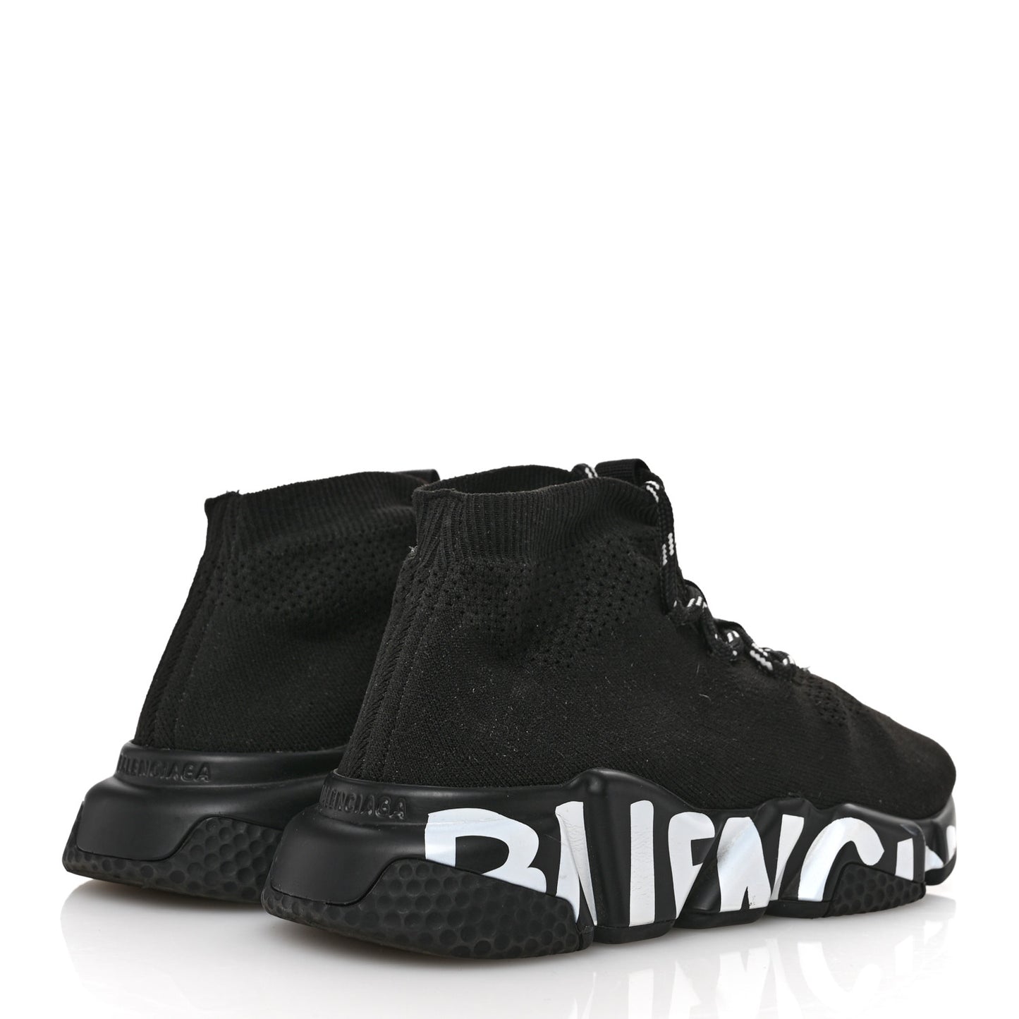 Knit Womens Speed Lace Up Graffiti Sneakers 37 Black White