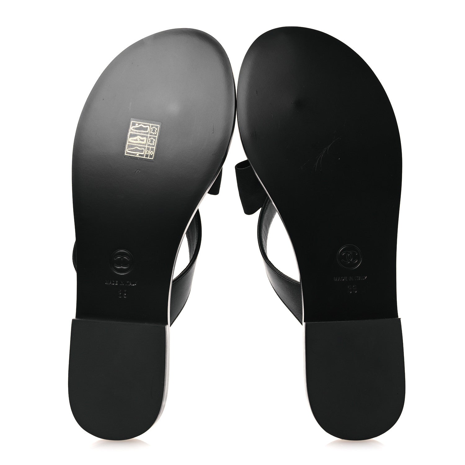 Chanel Lambskin Grosgrain Bow Pearl Thong Sandals 39 Black 14 of 24