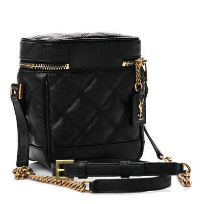 Saint Laurent Grain de Poudre Quilted 80's Vanity Bag Black 2 of 9