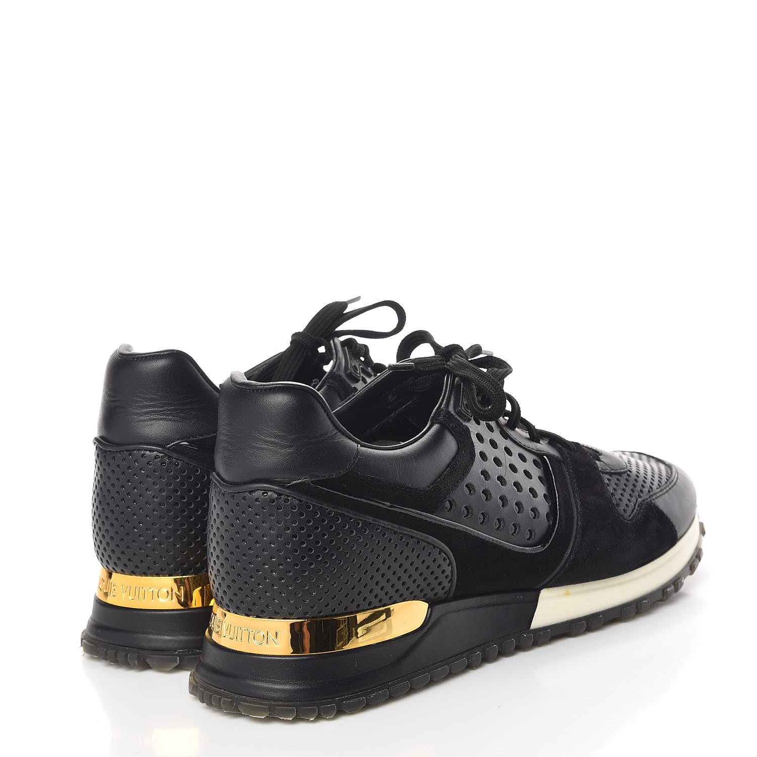 Louis Vuitton Nubuck Calfskin Perforated Run Away Sneakers 37.5 Black 4 of 11