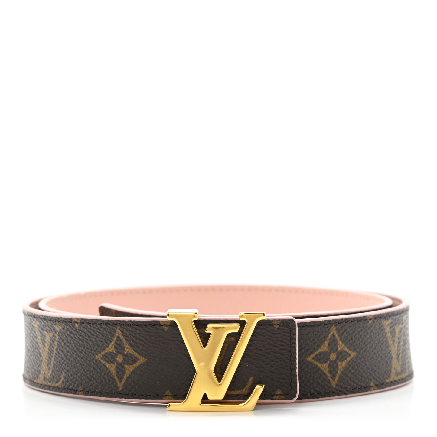 Calfskin Monogram 30mm LV Initiales Reversible Belt 84 34 Rose Ballerine