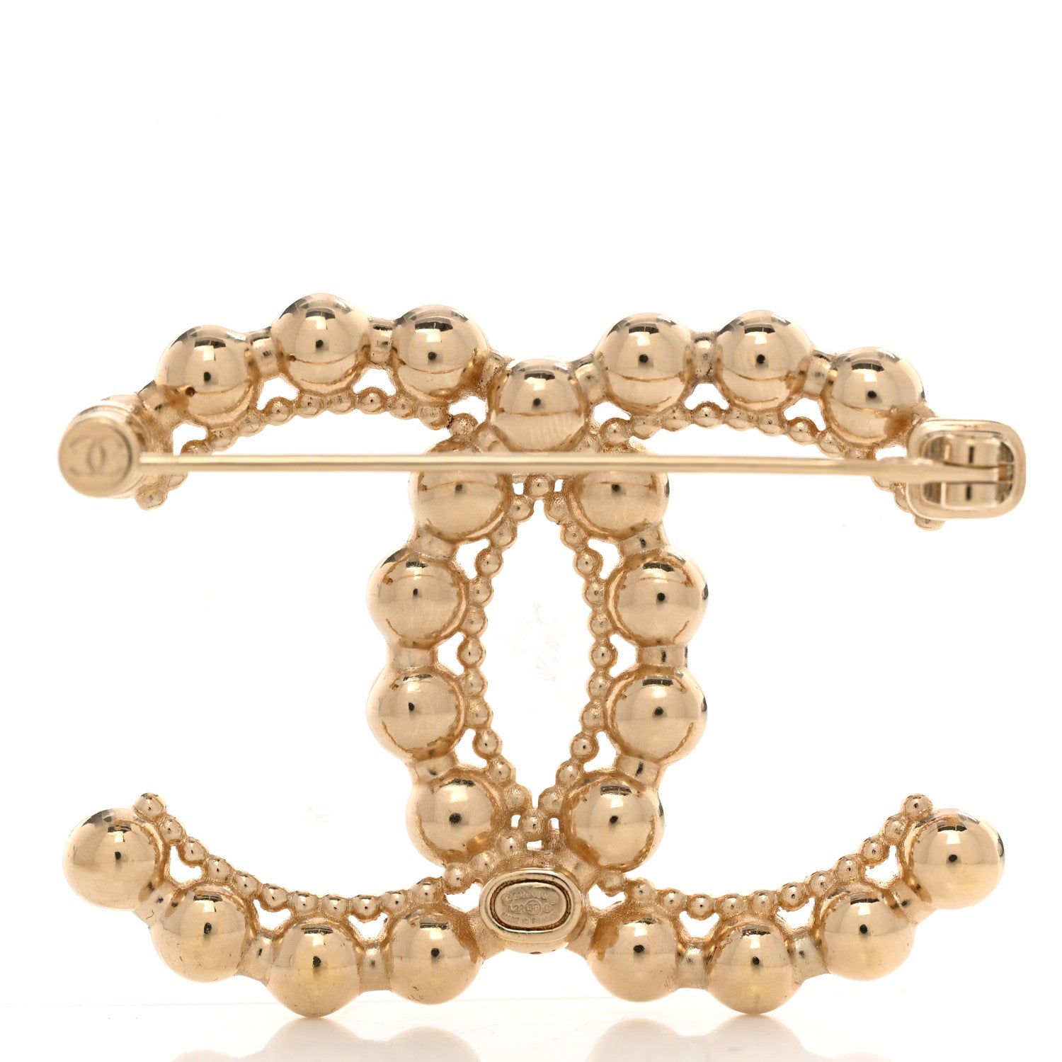 Chanel Metal Beaded CC Brooch Gold 3 of 5