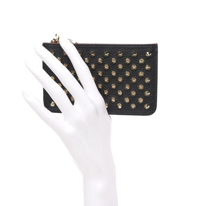 Christian Louboutin Calfskin Empire Panettone Spikes Key Ring Pouch Black 2 of 7