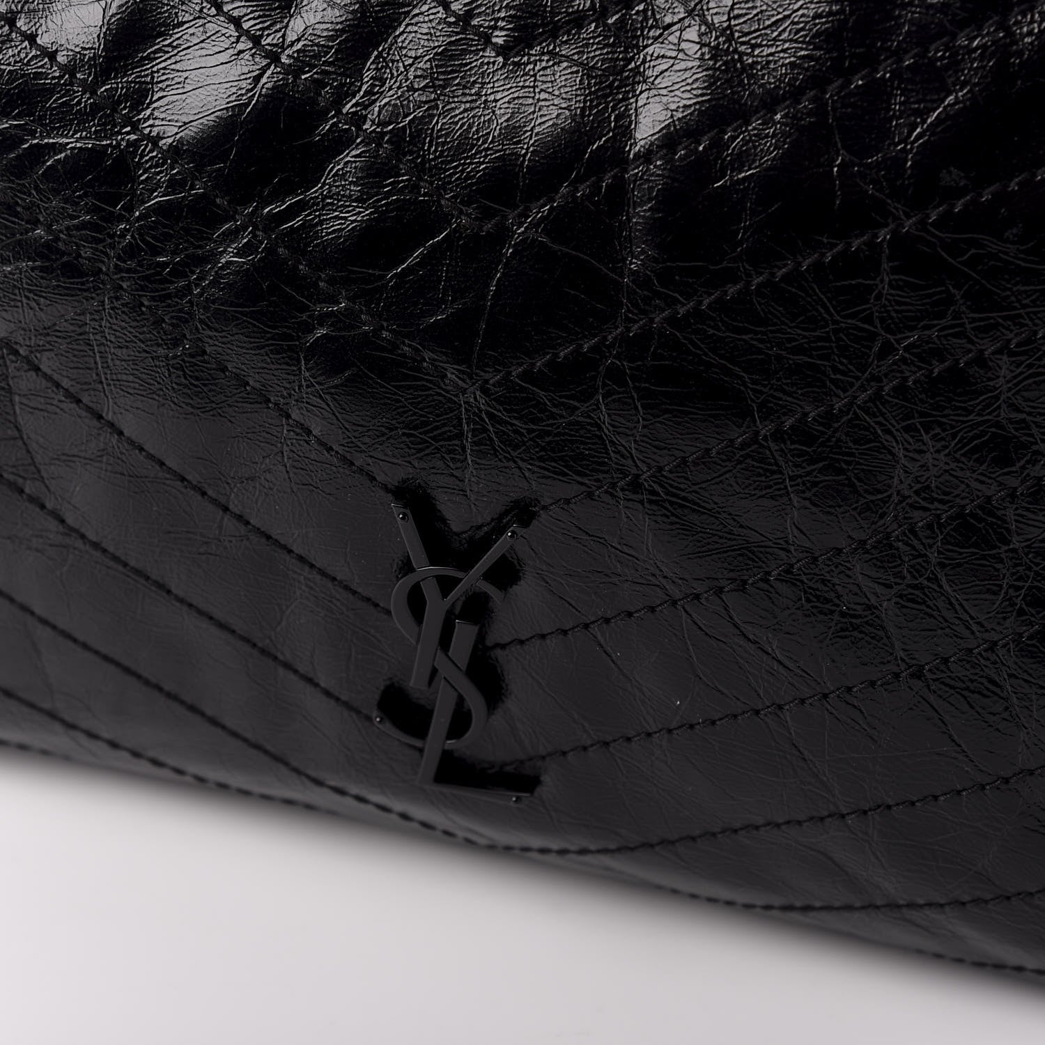 Saint Laurent Crinkled Calfskin Matelasse Monogram Large Niki Shopper Tote Black 9 of 9