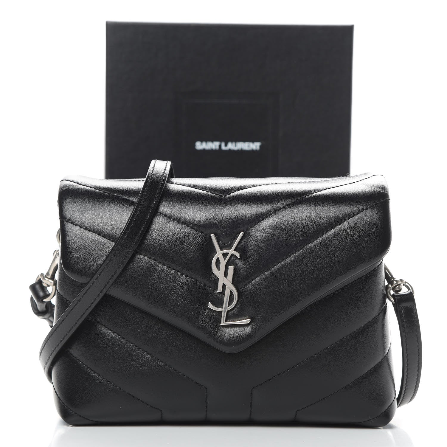 Saint Laurent Calfskin Y Quilted Monogram Toy Loulou Crossbody Bag Black 13 of 13