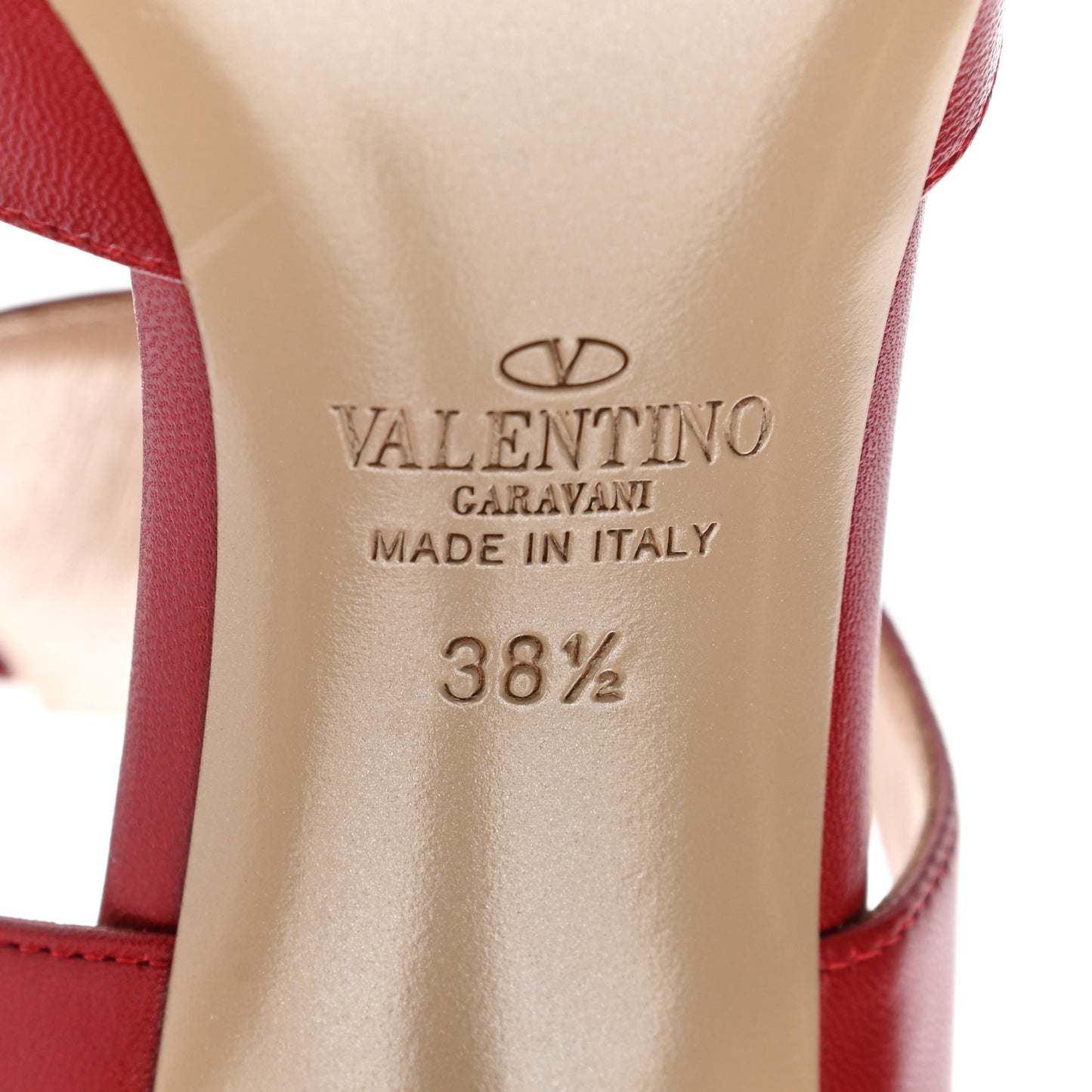Nappa Rockstud Strap Pumps 38.5 Red