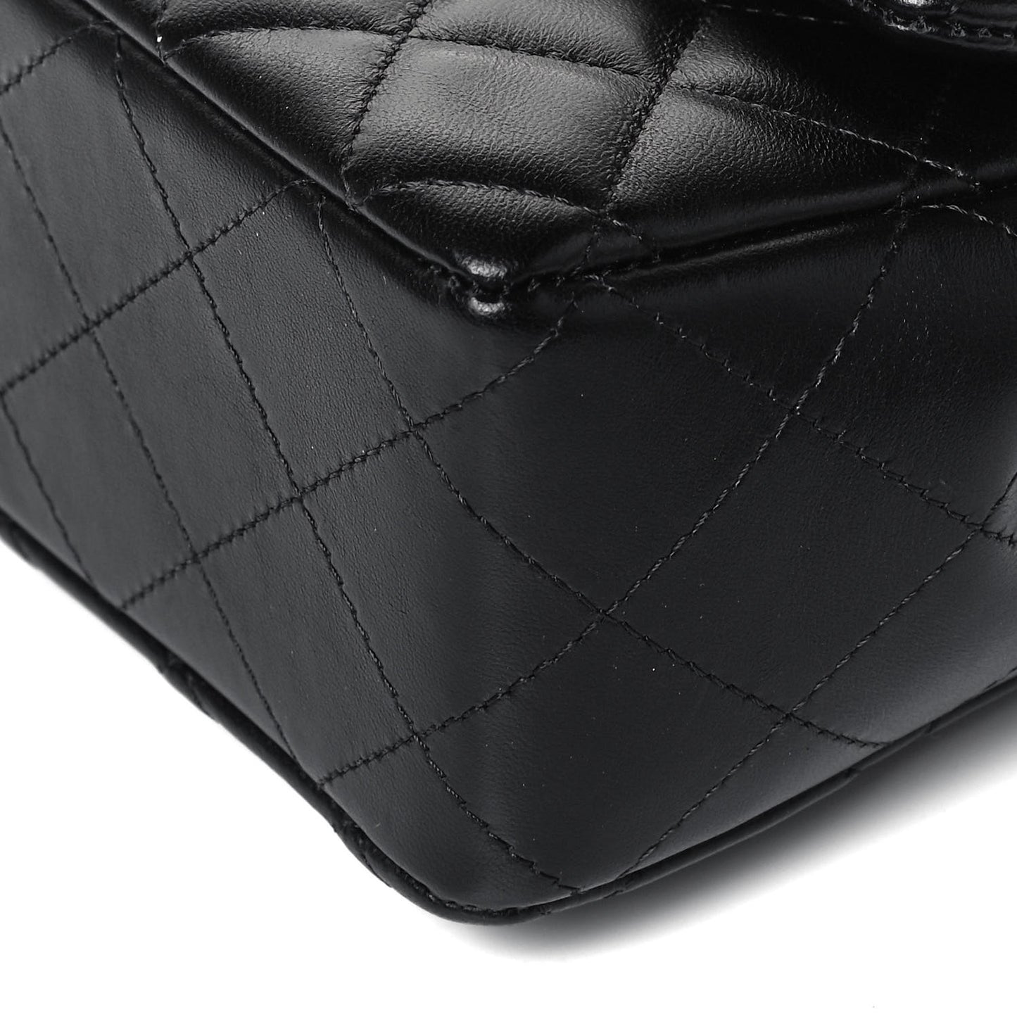Lambskin Quilted Mini Rectangular Flap Black