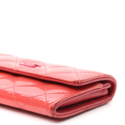 Chanel Patent Quilted Card Holder Wallet Coral 10 of 10