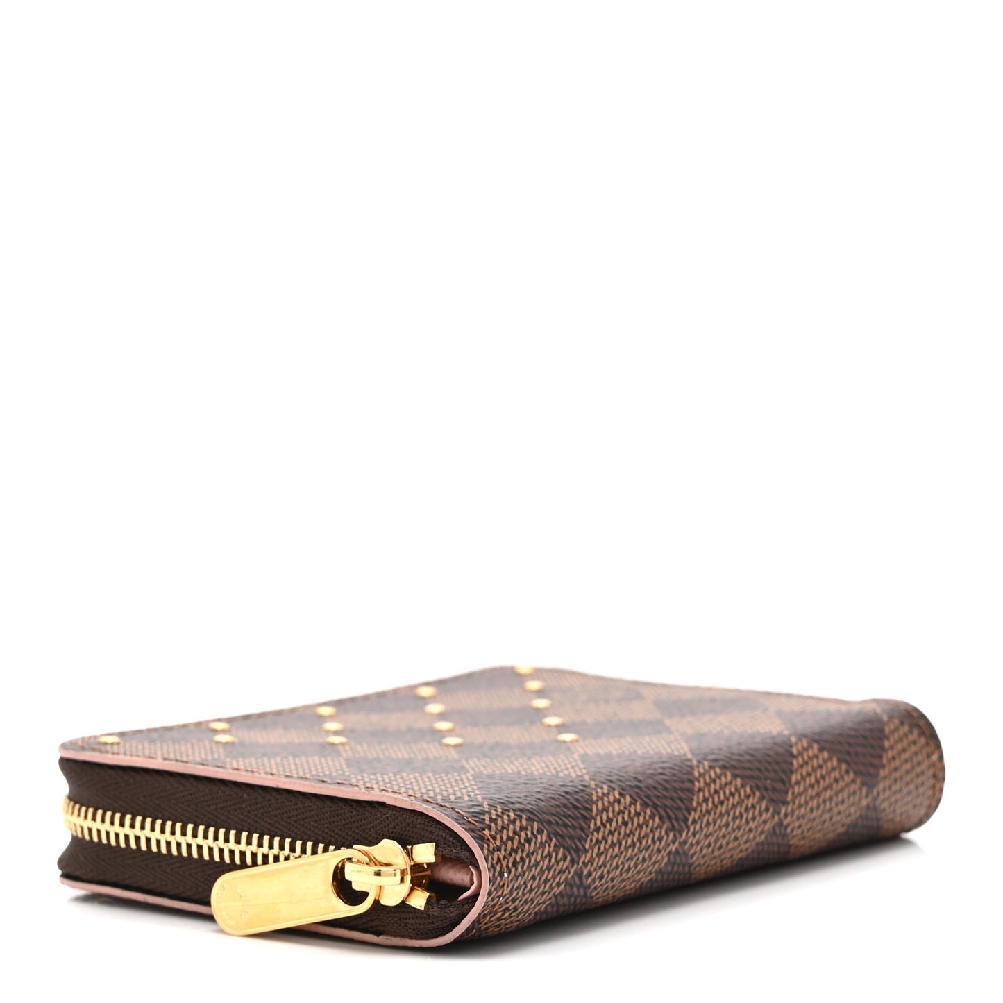 Damier Ebene Studded Zippy Coin Purse Rose Ballerine