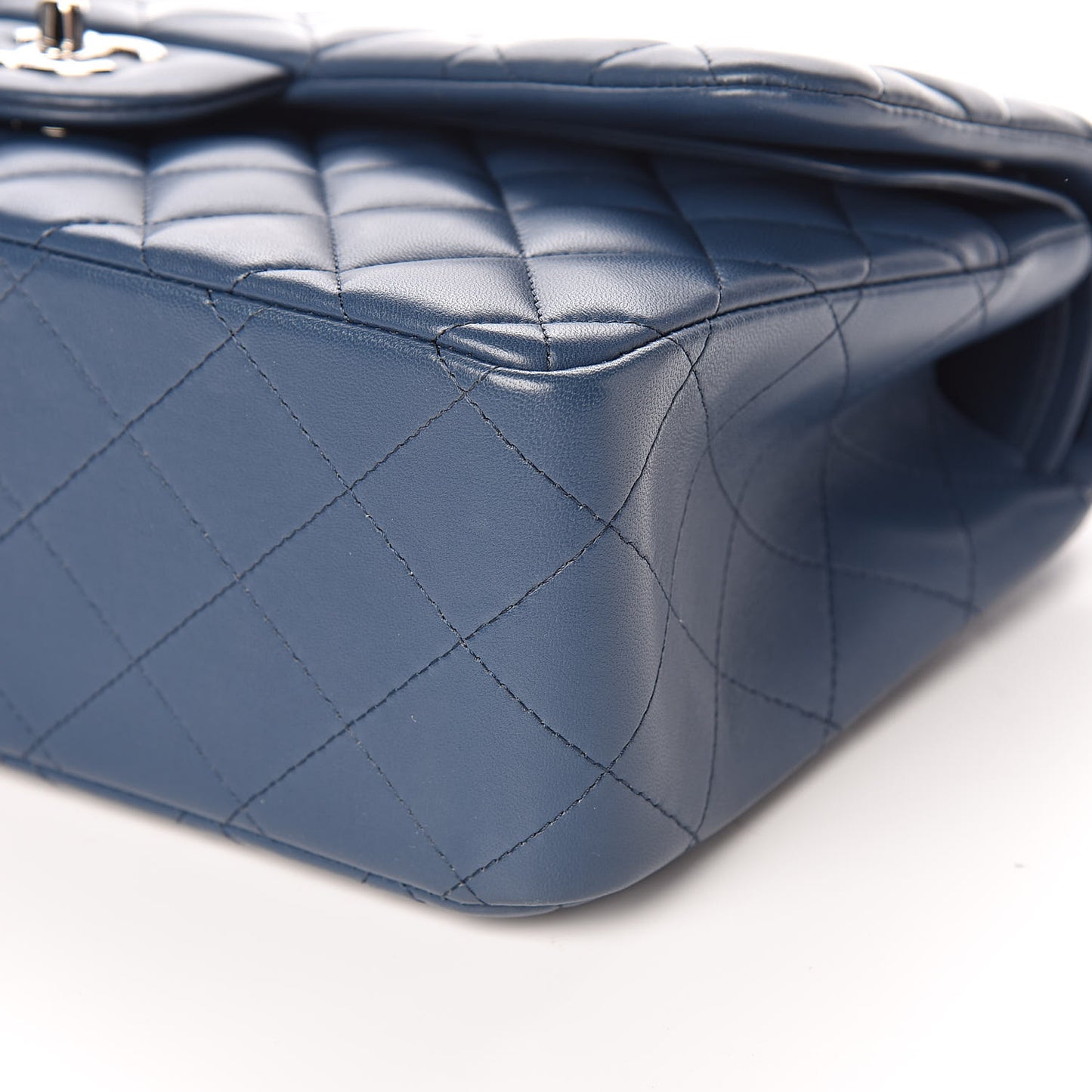 Lambskin Quilted Jumbo Double Flap Light Blue