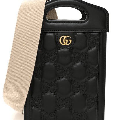 Gucci Calfskin GG Matelasse Mini Top Slip Handle Crossbody Bag Black Natural 8 of 10