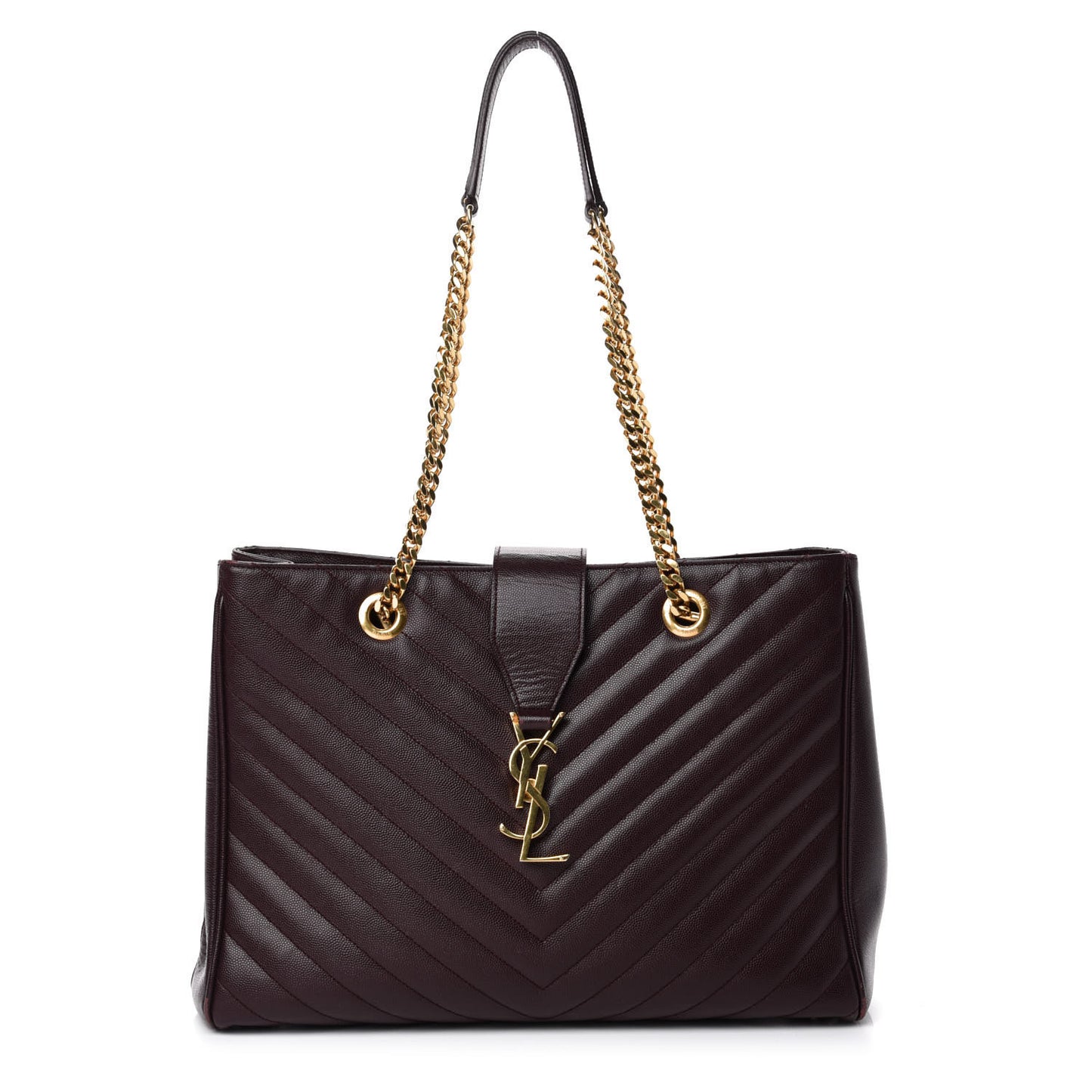 Grain de Poudre Matelasse Chevron Large Monogram Shopping Bag Amarena