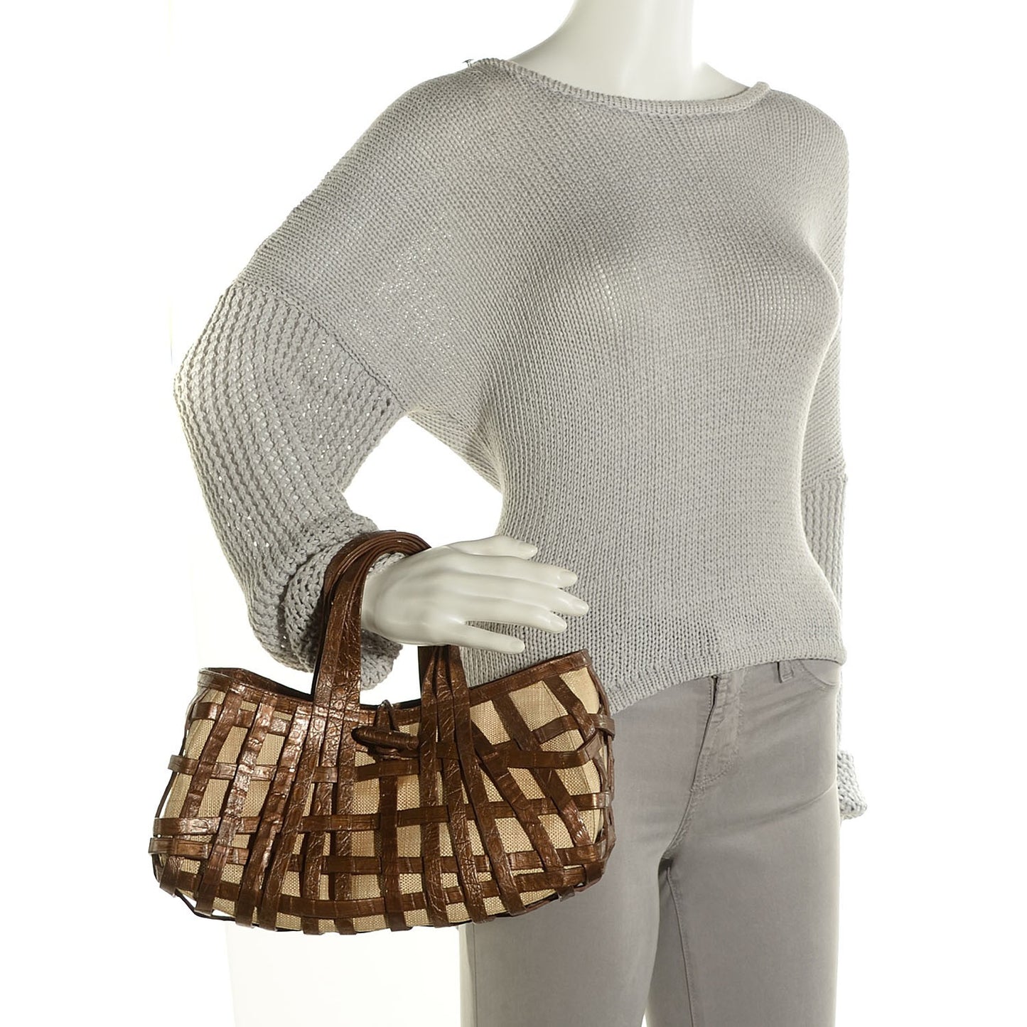 Crocodile Woven Tote Chocolate