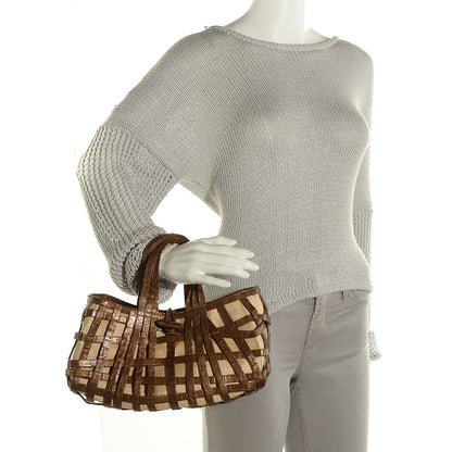 Nancy Gonzalez Crocodile Woven Tote Chocolate 2 of 6