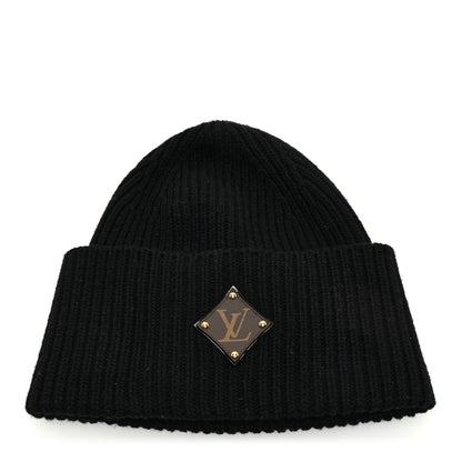 Louis Vuitton Wool LV initials Monogram Beanie Hat Black 1 of 5