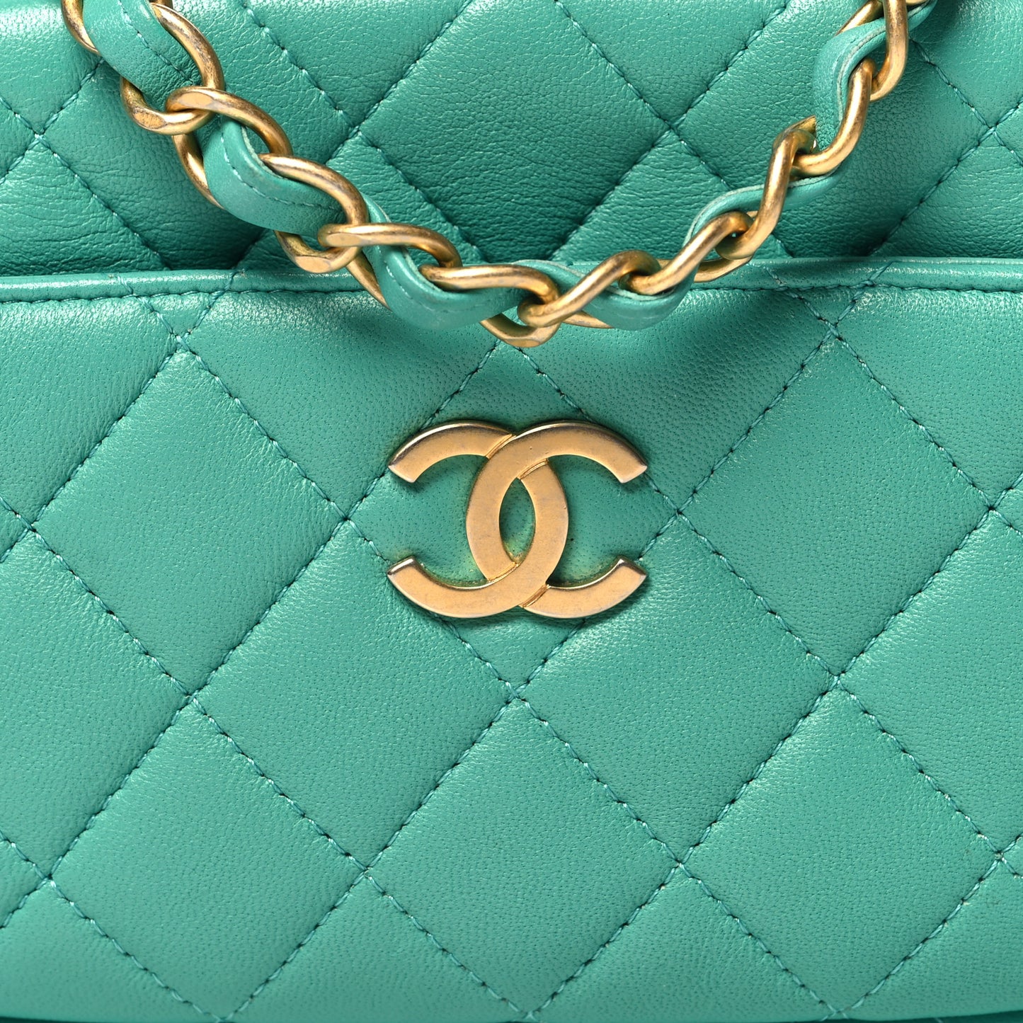 Lambskin Quilted Small Timeless Camera Case Turquoise