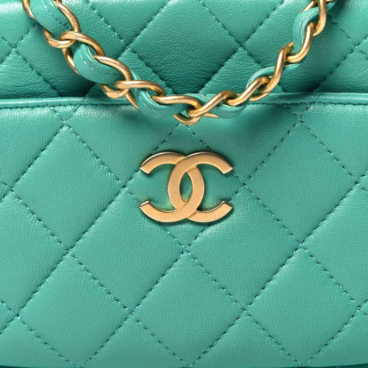 Chanel Lambskin Quilted Small Timeless Camera Case Turquoise 8 of 10