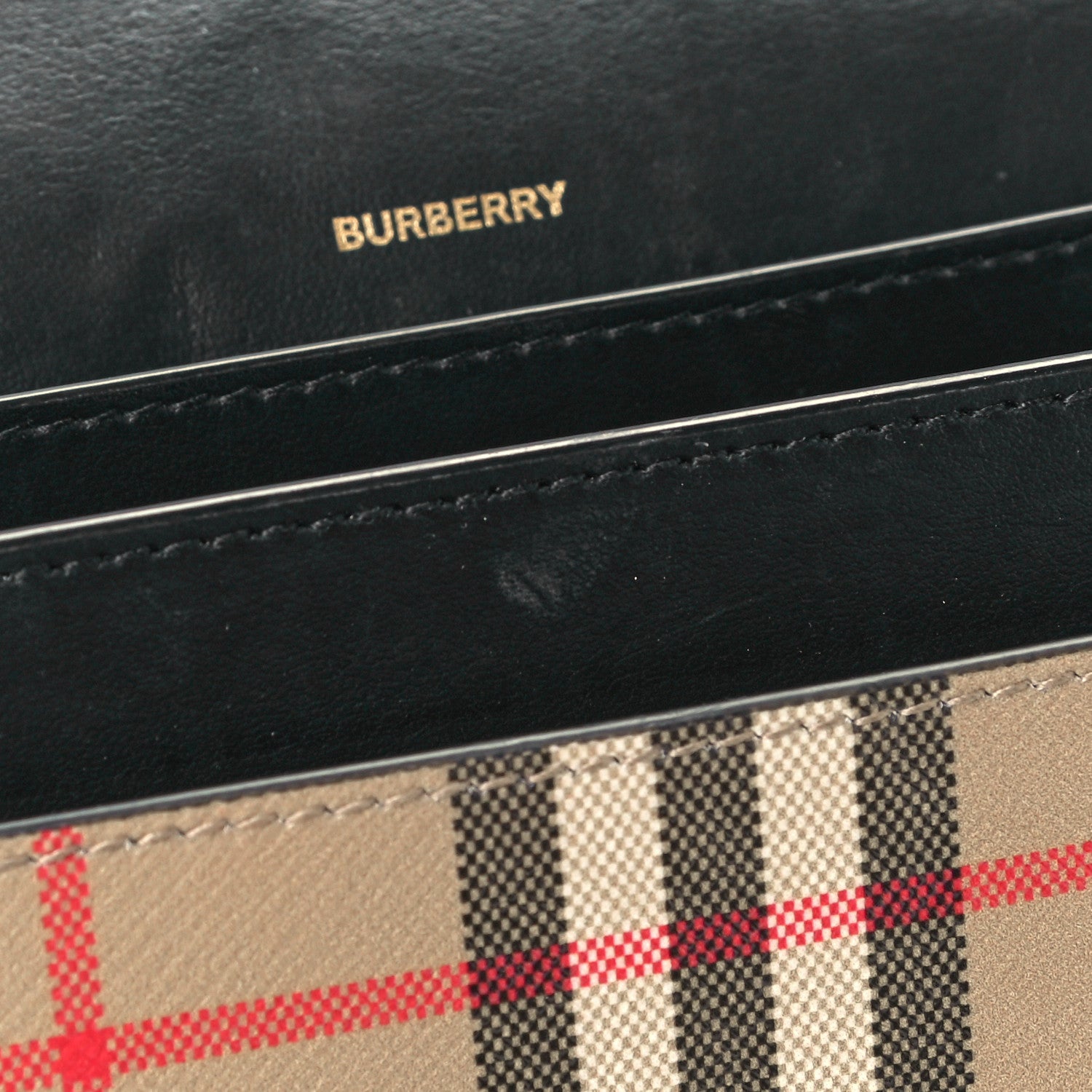 Burberry Calfskin Mini Vintage Check Note Bag Black 11 of 14