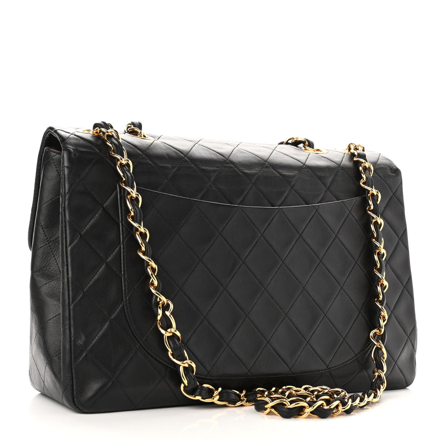 Lambskin Quilted XL Jumbo Single Flap Black