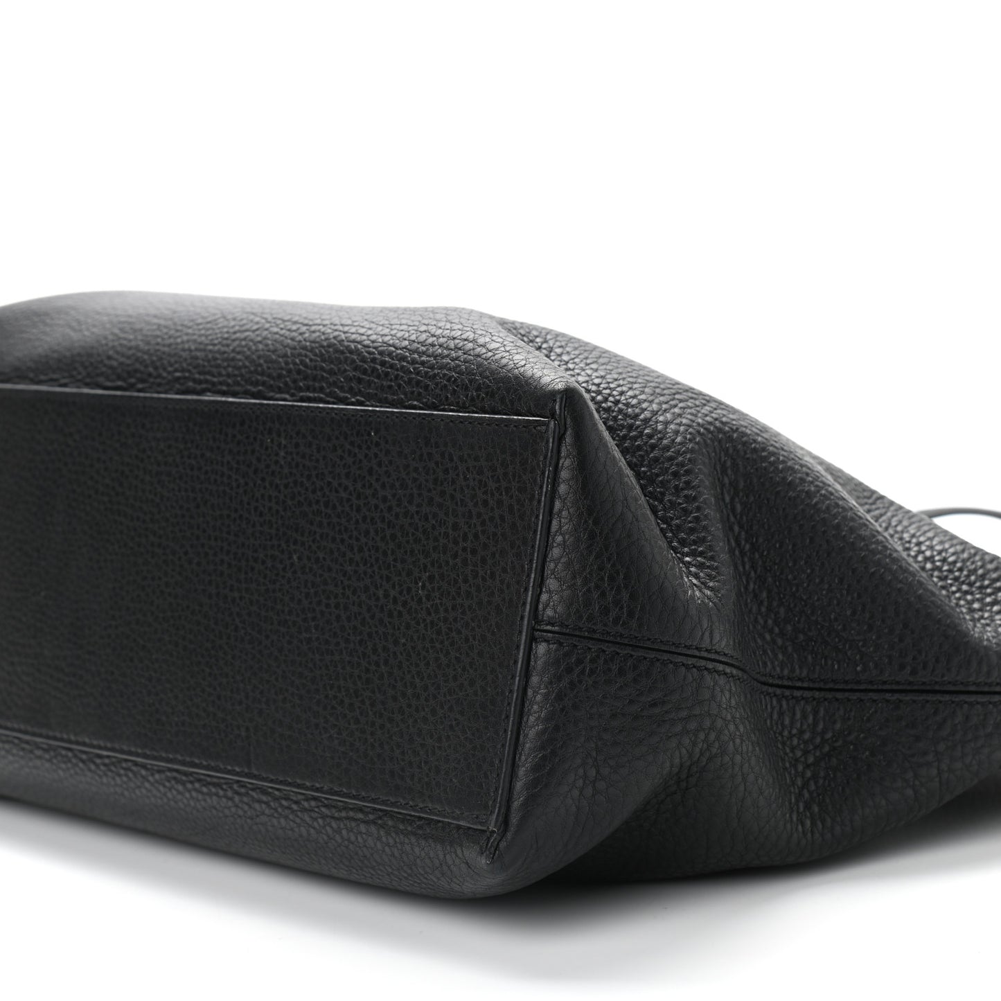Grained Calfskin Rockstud Shoulder Tote Black