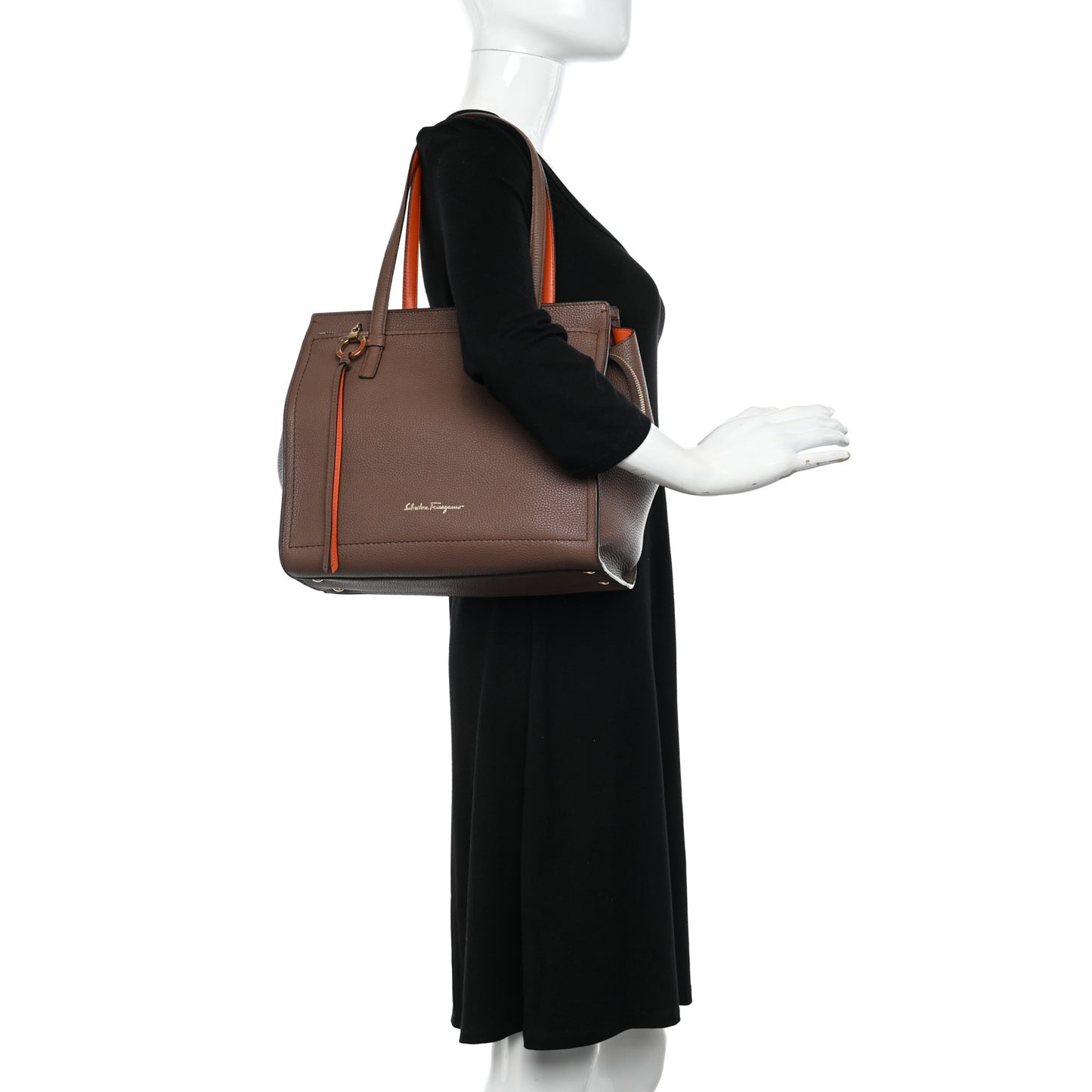 Calfskin Double Handle Medium Amy Tote Beige