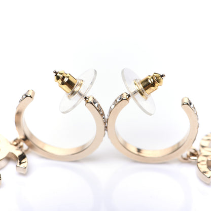 Chanel Crystal Lock Symbols CC Hoop Drop Earrings Gold 5 of 8