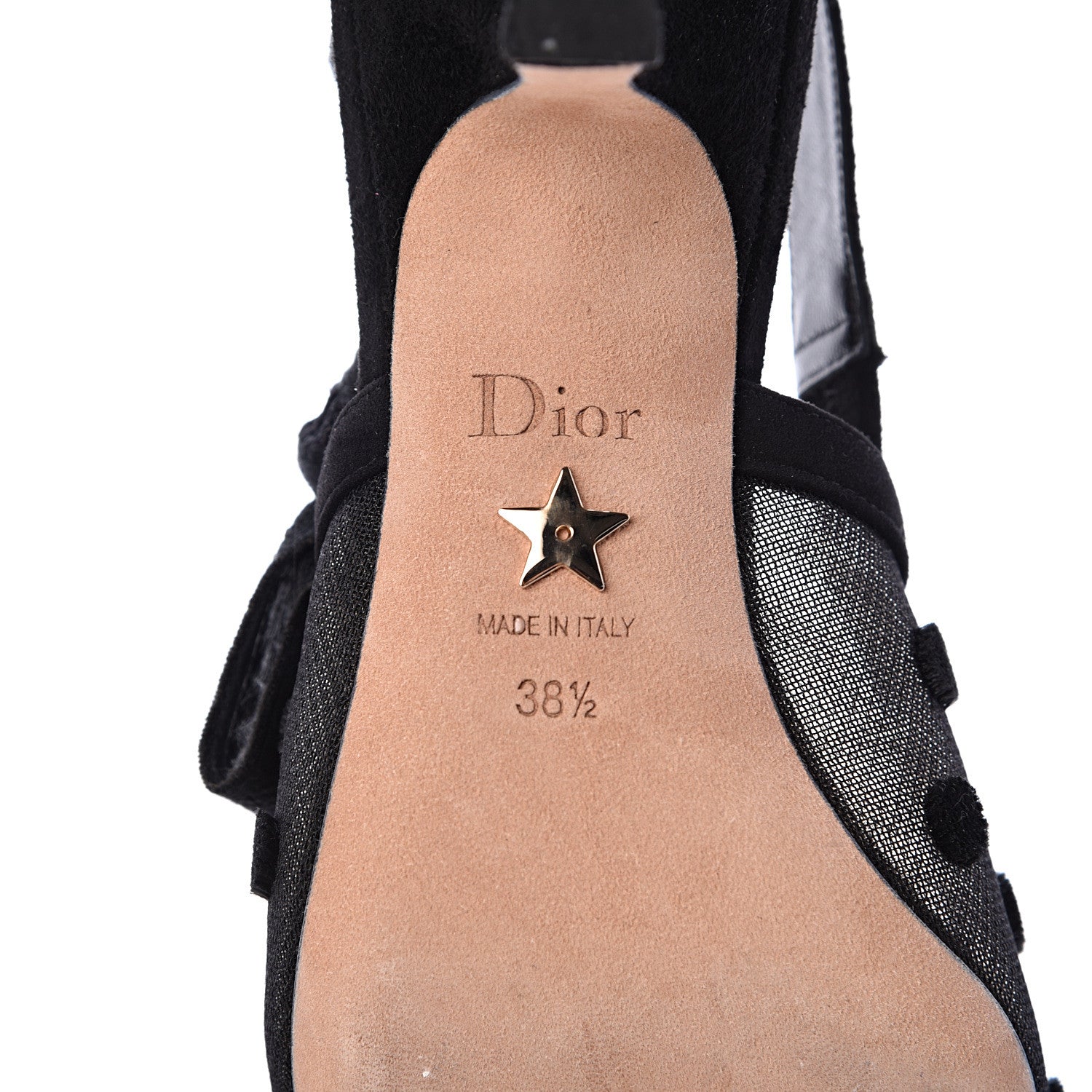 Christian Dior Suede Calfskin Grosgrain Dotted Sling-Back Ballet Pumps 38.5 Black 7 of 10