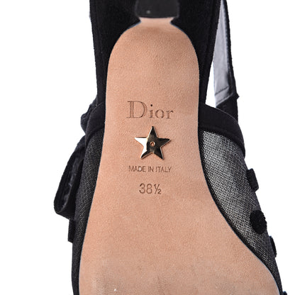 Christian Dior Suede Calfskin Grosgrain Dotted Sling-Back Ballet Pumps 38.5 Black 7 of 10