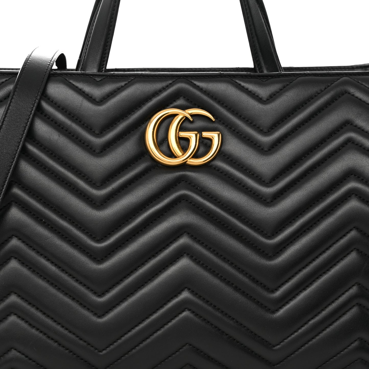 Calfskin Matelasse Medium GG Marmont Tote Black