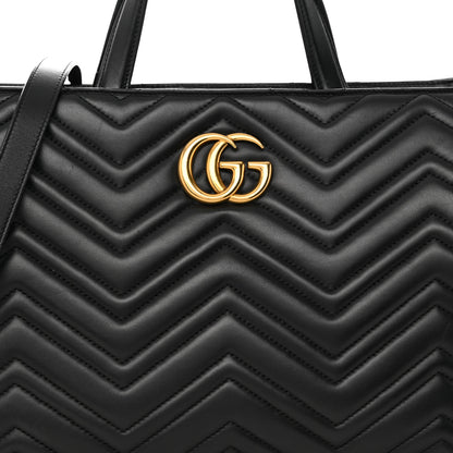 Gucci Calfskin Matelasse Medium GG Marmont Tote Black 9 of 24