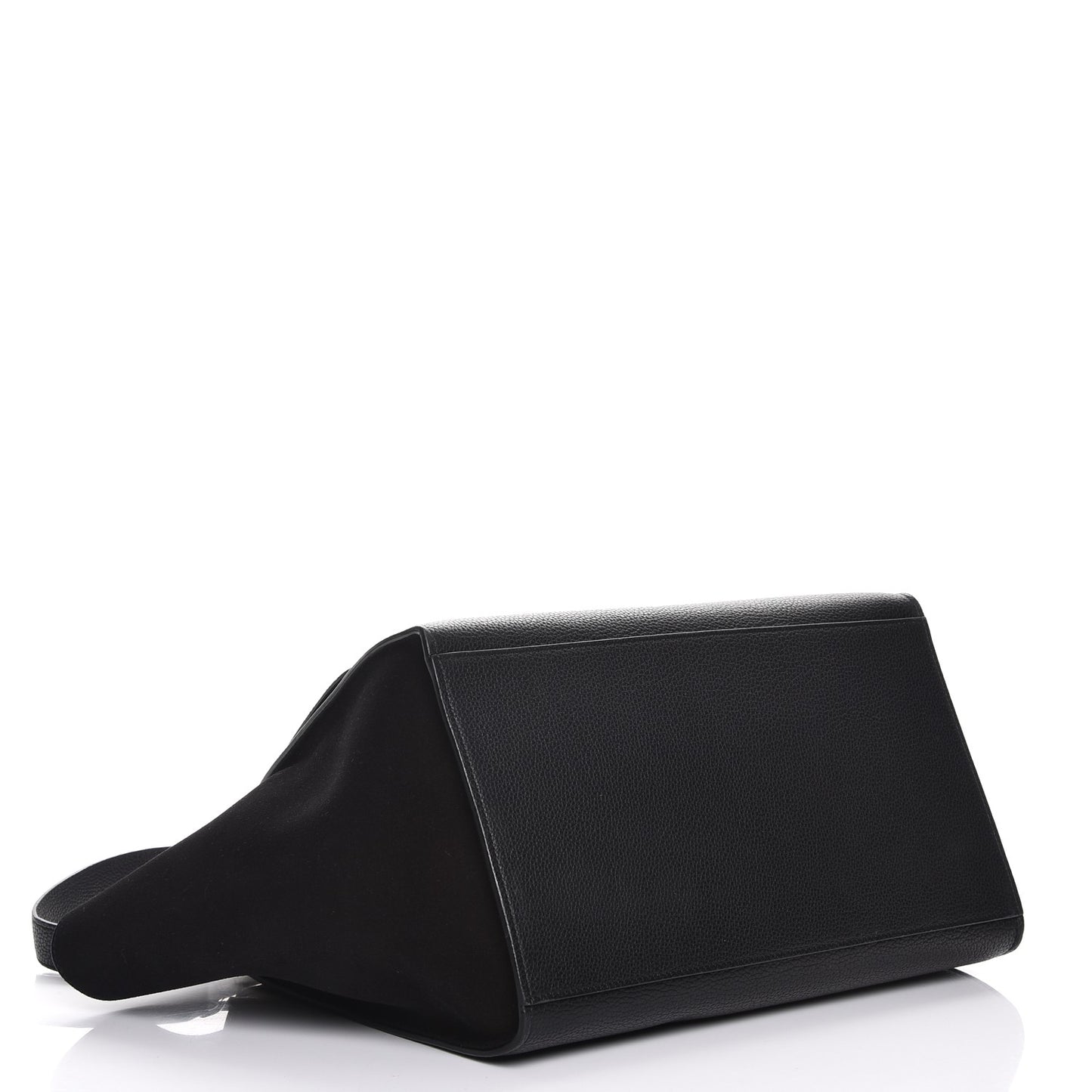 Drummed Calfskin Suede Medium Trapeze Black