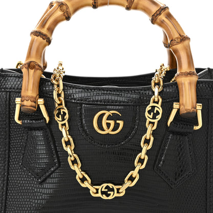 Gucci Lizard Mini Diana Tote Bag Black 7 of 9