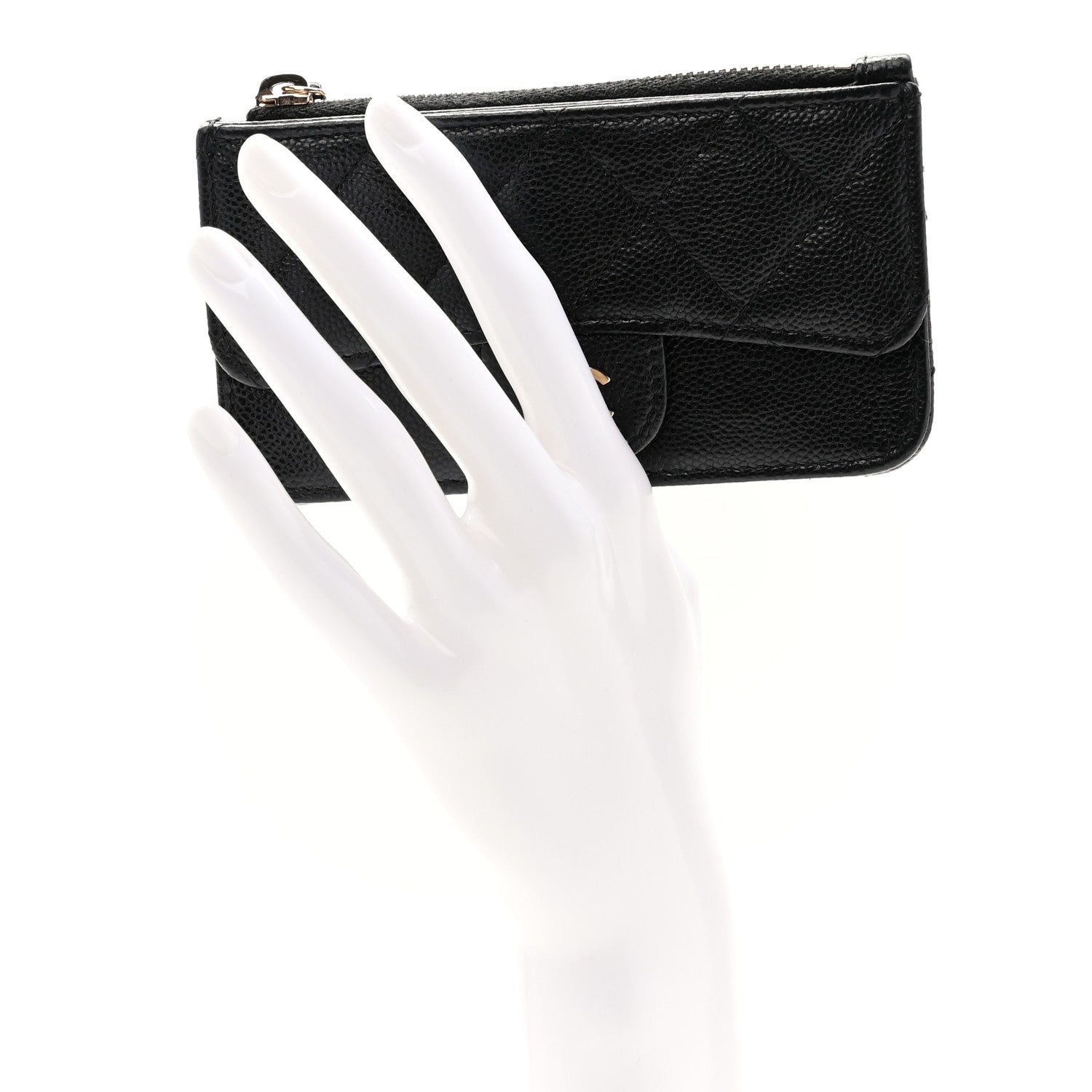 Chanel Caviar Quilted Flap Zip Card Holder Black 2 of 11