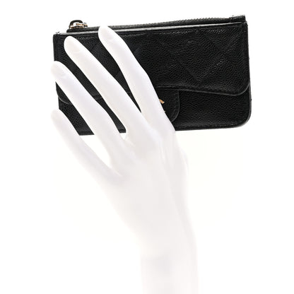 Chanel Caviar Quilted Flap Zip Card Holder Black 2 of 11