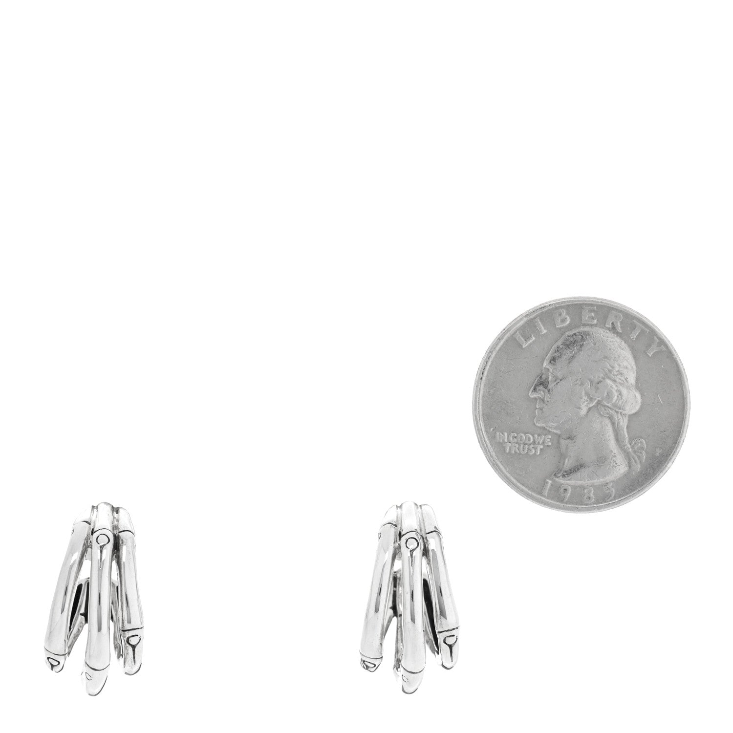 John Hardy Sterling Silver Bamboo J-Hoop Earrings 2 of 4