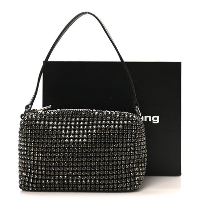 Alexander Wang Mesh Crystal Rhinestone Medium Heiress Pouch Black Silver 10 of 10