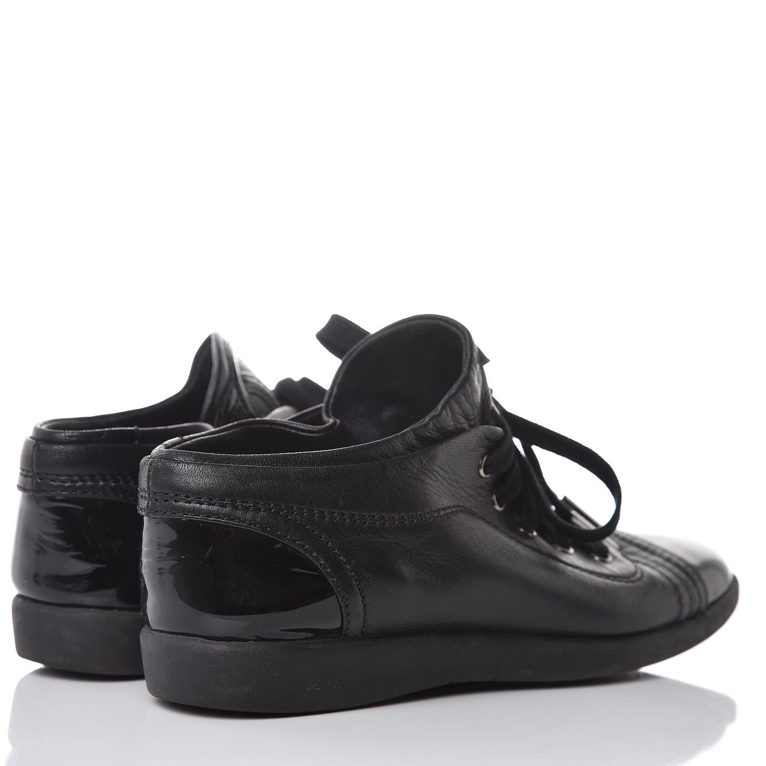 Chanel Lambskin Patent Cap Toe CC Sneakers 35 Black 4 of 11