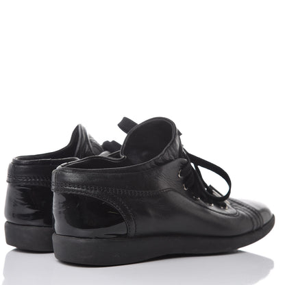 Chanel Lambskin Patent Cap Toe CC Sneakers 35 Black 4 of 11